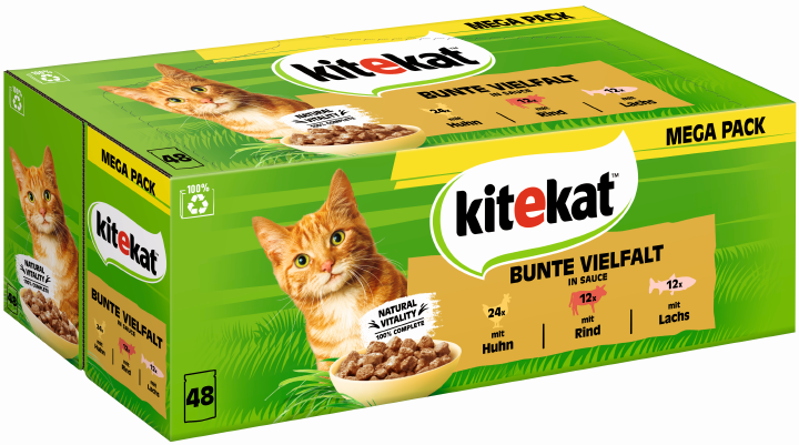 Kitekat Katzen-Nassfutter 3 Varietäten Bunte Vielfalt in Sauce